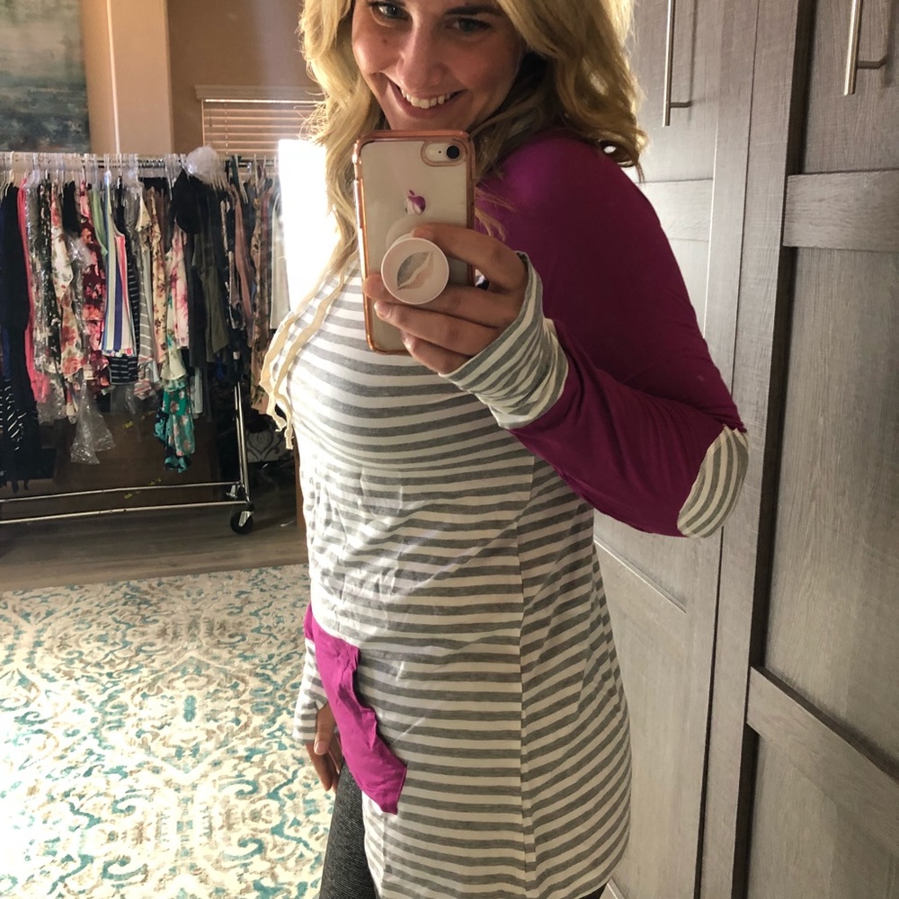 Last 1! XL striped thumbhole top - purple - Picture 6 of 6
